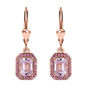 Premium Kunzite and Madagascar Pink Sapphire 2.75 ctw Lever Back Earrings in Vermeil Rose Gold Over Sterling Silver