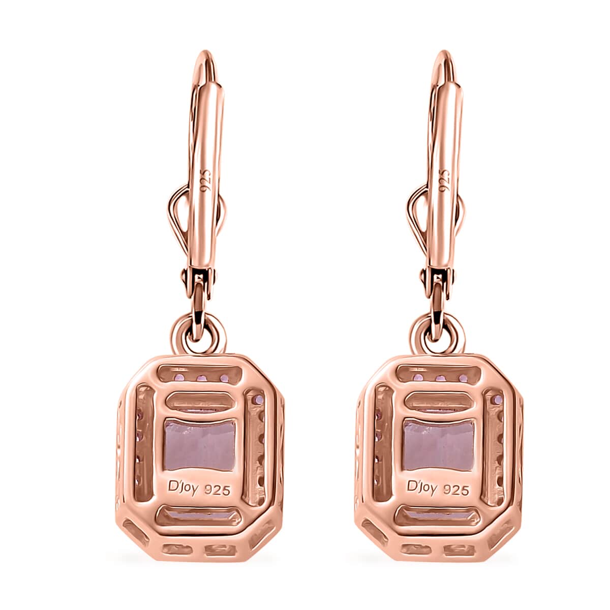 Premium Kunzite and Madagascar Pink Sapphire 2.75 ctw Lever Back Earrings in Vermeil Rose Gold Over Sterling Silver image number 3