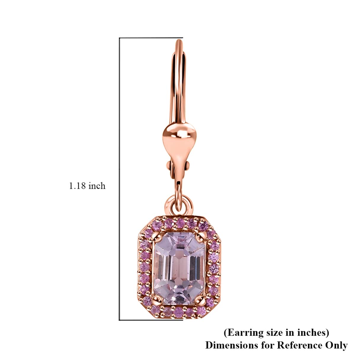 Premium Kunzite and Madagascar Pink Sapphire 2.75 ctw Lever Back Earrings in Vermeil Rose Gold Over Sterling Silver image number 4