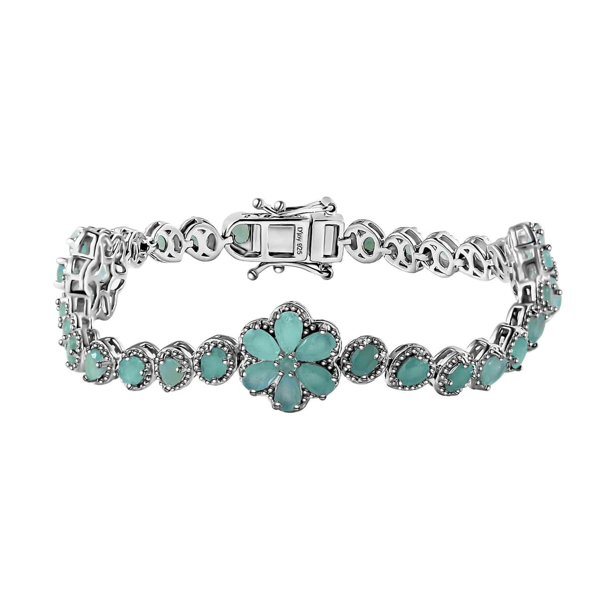 Grandidierite Floral Bracelet in Platinum Over Sterling Silver (6.50 In) 7.85 ctw image number 0