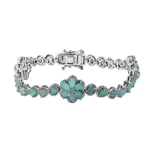 Grandidierite Floral Bracelet in Platinum Over Sterling Silver (6.50 In) 7.85 ctw