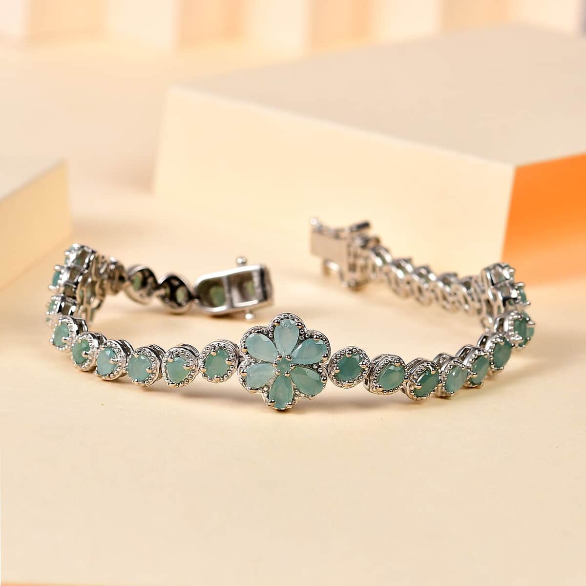 Grandidierite Floral Bracelet in Platinum Over Sterling Silver (6.50 In) 7.85 ctw image number 1