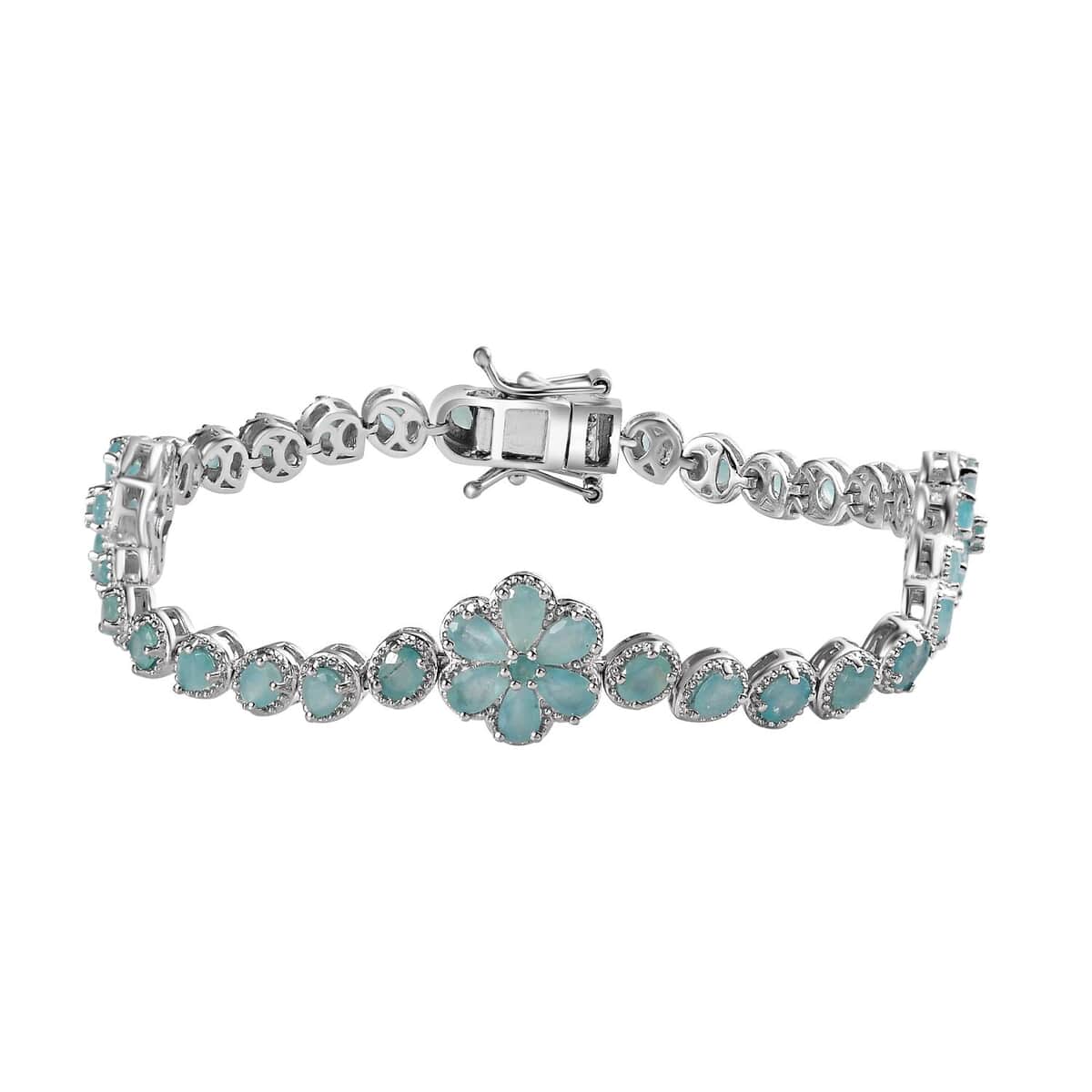 Grandidierite Floral Bracelet in Platinum Over Sterling Silver (7.25 In) 8.35 ctw image number 0