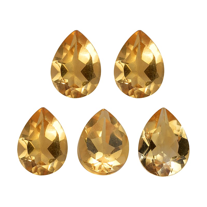 Brazilian Citrine Set of 5 (Pear 8x6 mm) 4.80 ctw Loose Gemstone