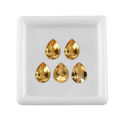 Brazilian Citrine Set of 5 (Pear 8x6 mm) 4.80 ctw Loose Gemstone