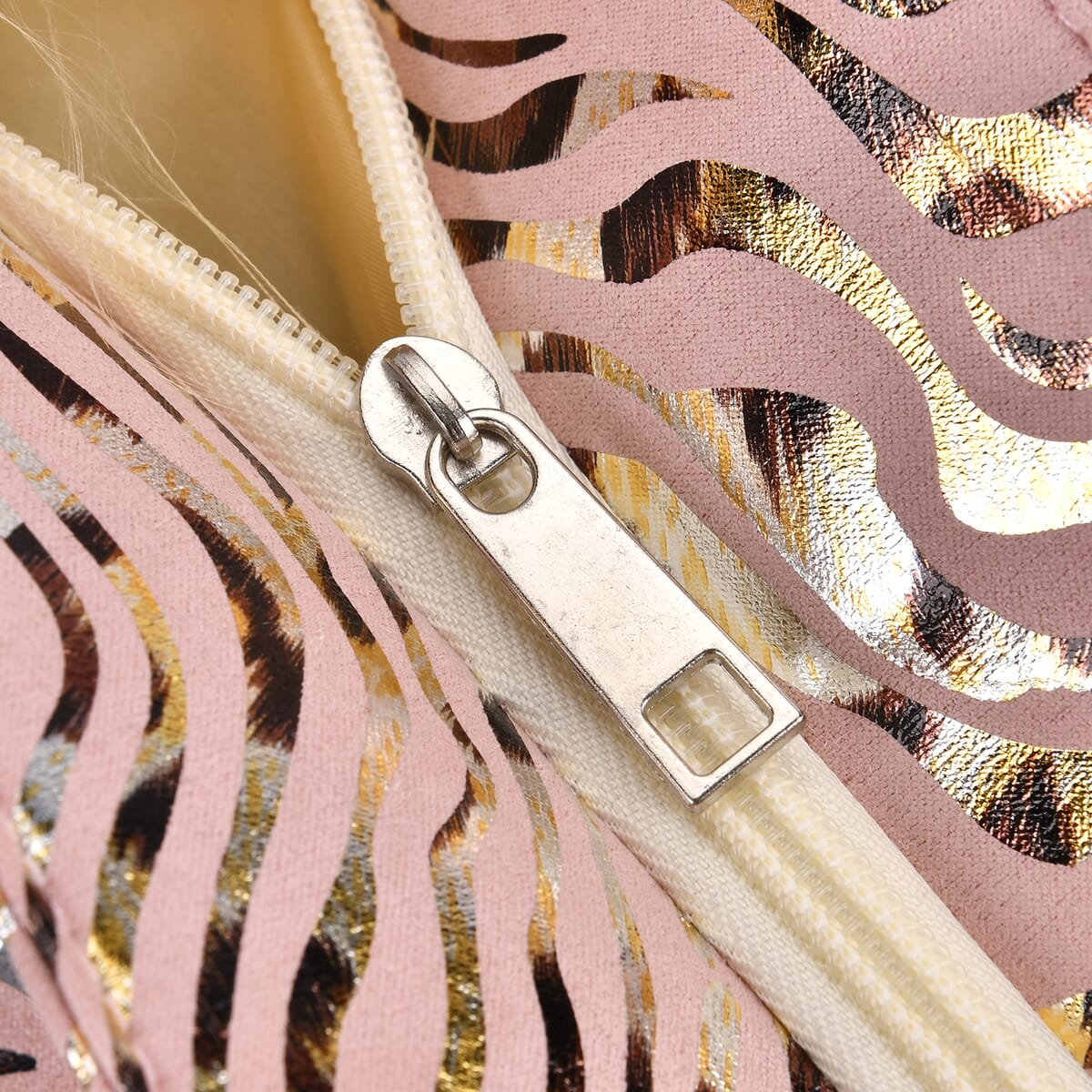 Pink Zebra Printed Polyester and Cotton Large Tote Bag with handle Drop image number 5