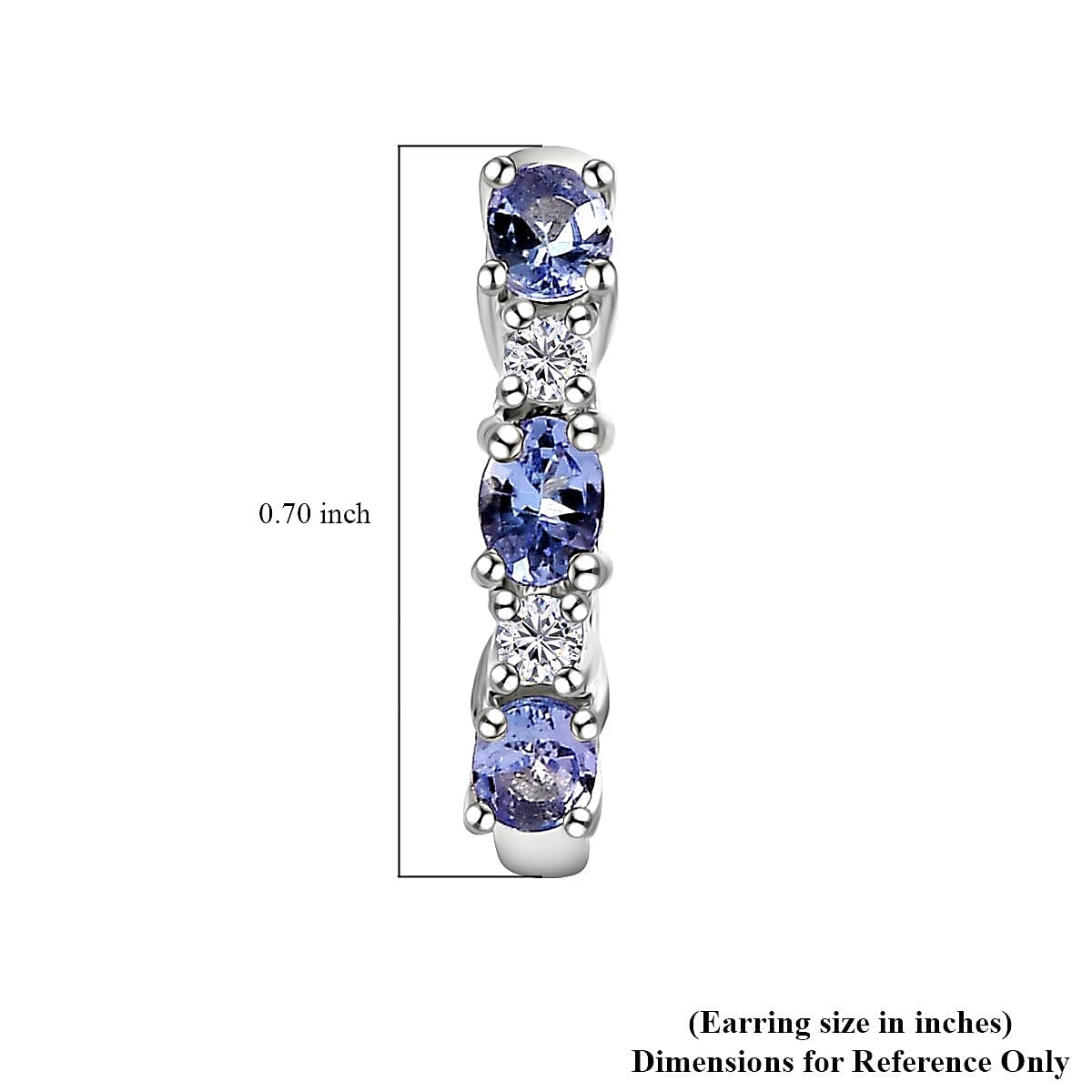 Tanzanite and Moissanite Hoop Earrings in Platinum Over Sterling Silver 1.15 ctw