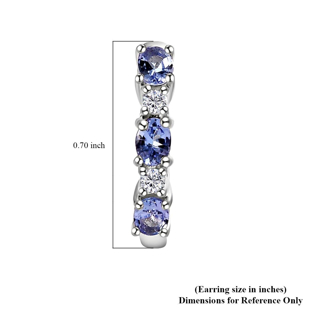 Tanzanite and Moissanite Hoop Earrings in Platinum Over Sterling Silver 1.15 ctw image number 4