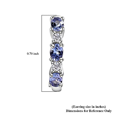 Tanzanite and Moissanite Hoop Earrings in Platinum Over Sterling Silver 1.15 ctw