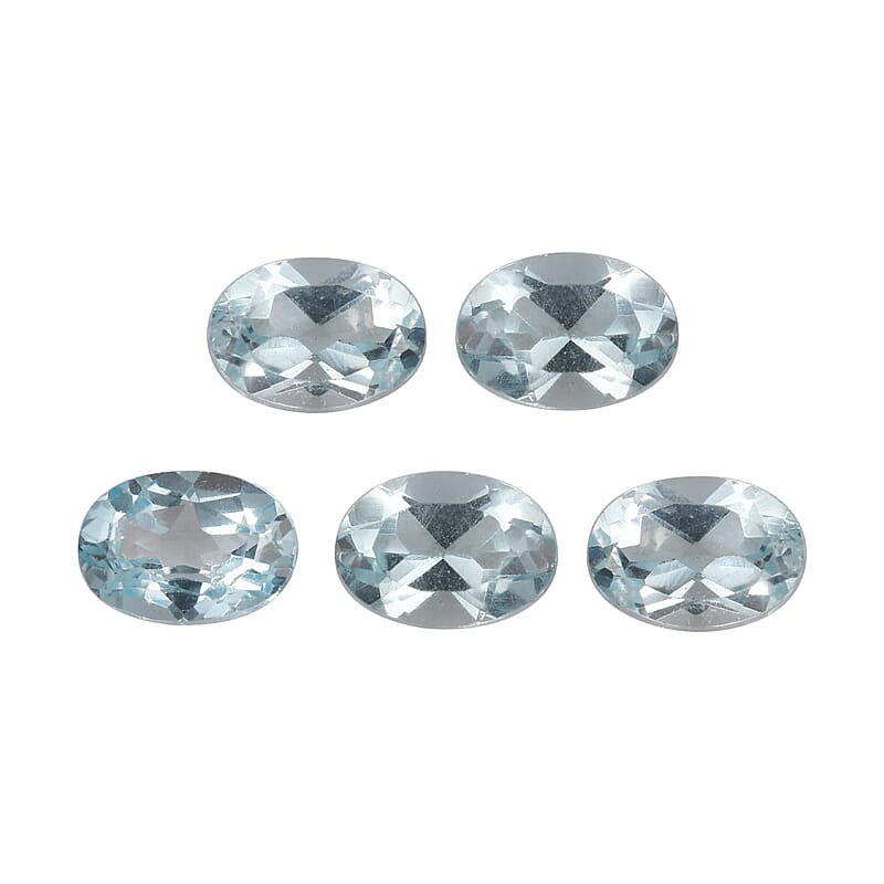 Sky Blue Topaz Set of 5 (Ovl 7x5 mm) 4.50 ctw Loose Gemstone
