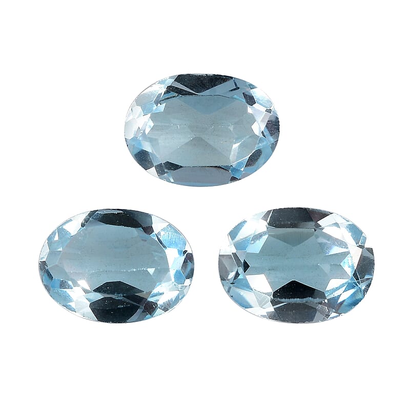 Sky Blue Topaz Set of 3 (Ovl 8x6 mm) 3.67 ctw Loose Gemstone