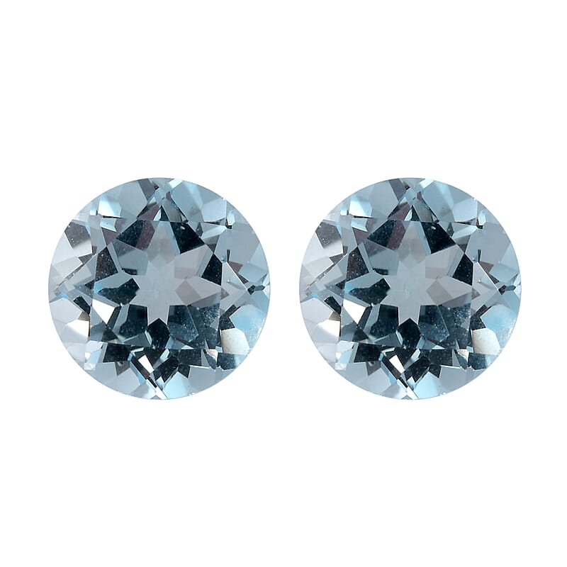 Sky Blue Topaz Set of 2 (Rnd 8 mm) 4.07 ctw Loose Gemstone