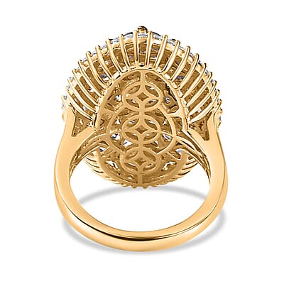 Tanzanite and White Zircon Cluster Ring in Vermeil Yellow Gold Over Sterling Silver (Size 10.0) 4.00 ctw