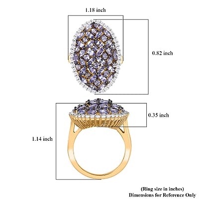Tanzanite and White Zircon Cluster Ring in Vermeil Yellow Gold Over Sterling Silver (Size 10.0) 4.00 ctw
