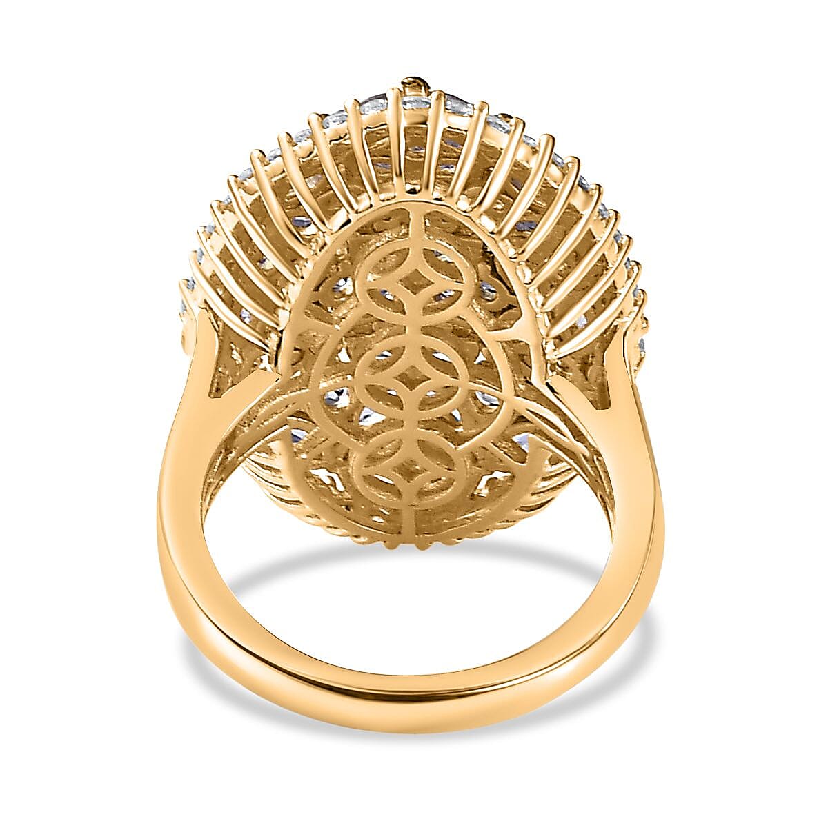 Tanzanite and White Zircon Cluster Ring in Vermeil Yellow Gold Over Sterling Silver (Size 9.0) 4.00 ctw image number 4