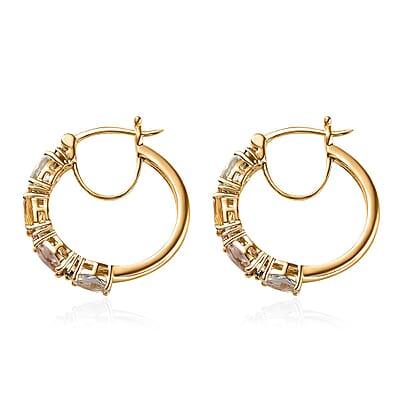 Multi Gemstone Hoop Earrings in Vermeil Yellow Gold Over Sterling Silver 3.40 ctw