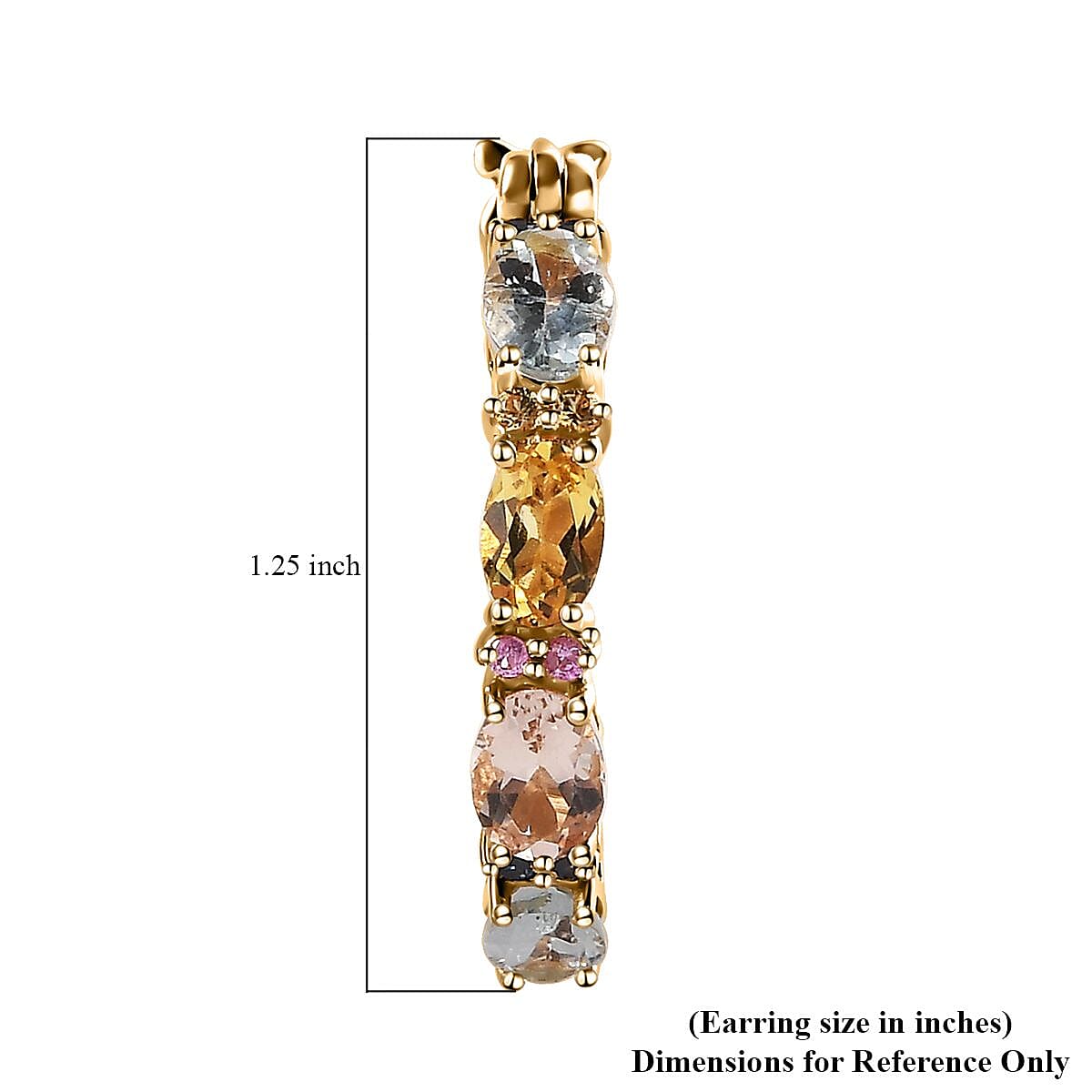 Multi Gemstone Hoop Earrings in Vermeil Yellow Gold Over Sterling Silver 3.40 ctw