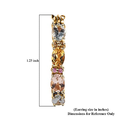 Multi Gemstone Hoop Earrings in Vermeil Yellow Gold Over Sterling Silver 3.40 ctw