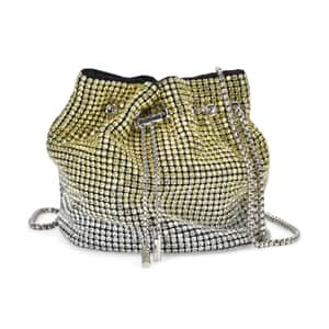 Gradually Change Color Yellow Crystal Bucket Bag with Stainless Steel Strap