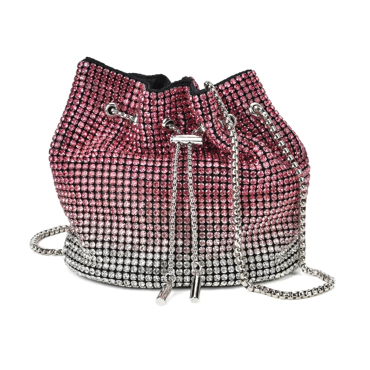 Gradually Change Color Red Crystal Bucket Bag with Stainless Steel Strap image number 0