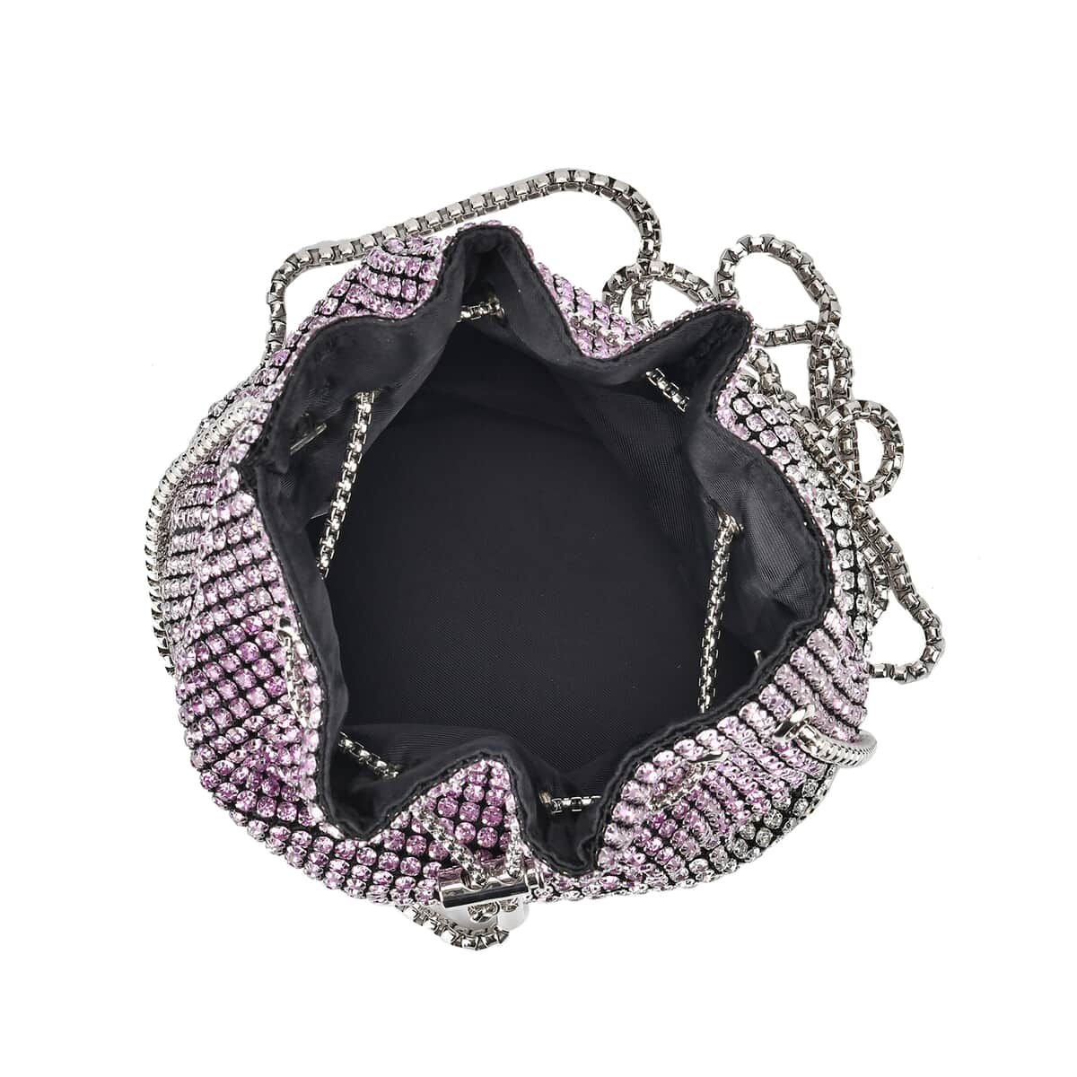 Gradually Change Color Purple Crystal Bucket Bag with Stainless Steel Strap image number 4