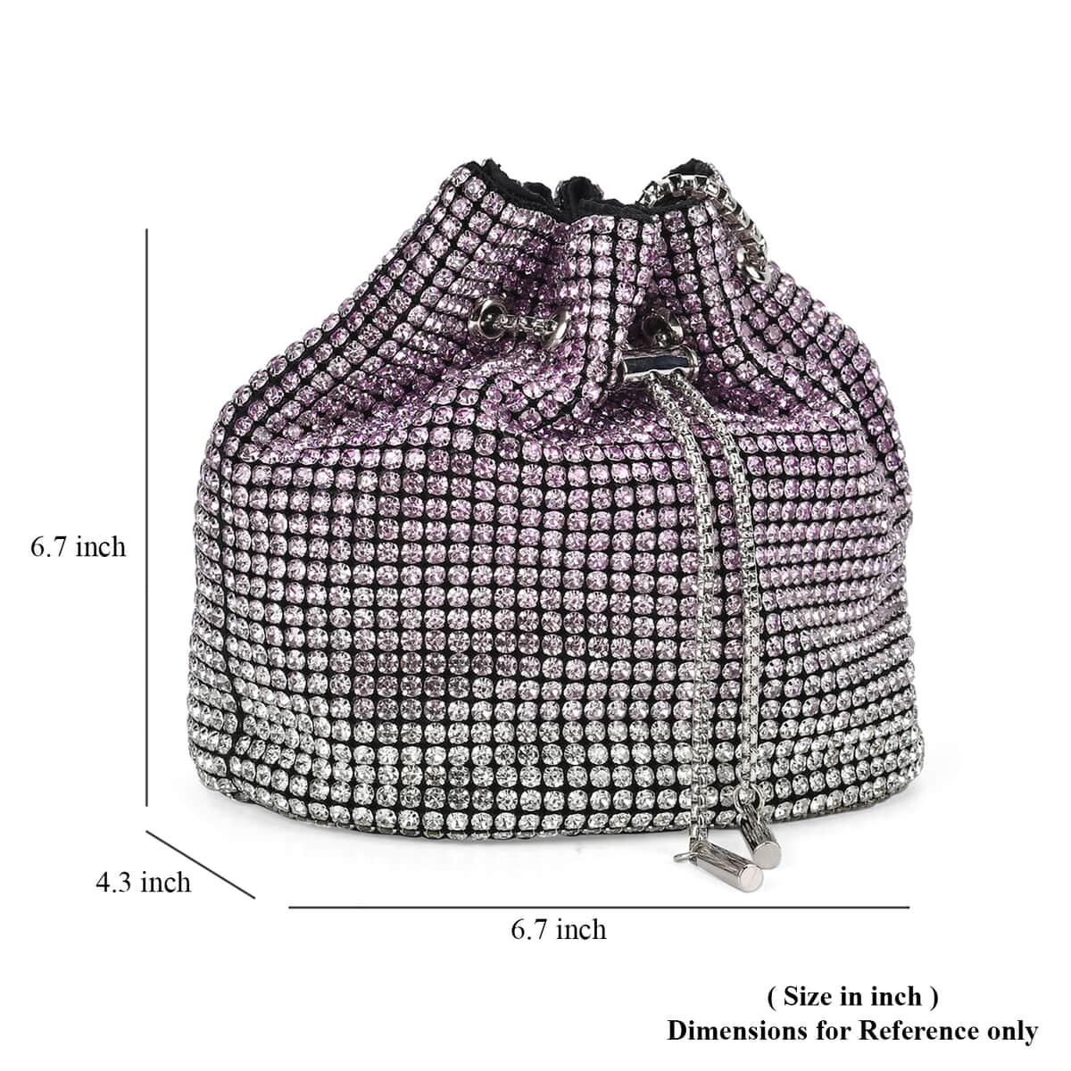 Gradually Change Color Purple Crystal Bucket Bag with Stainless Steel Strap image number 5