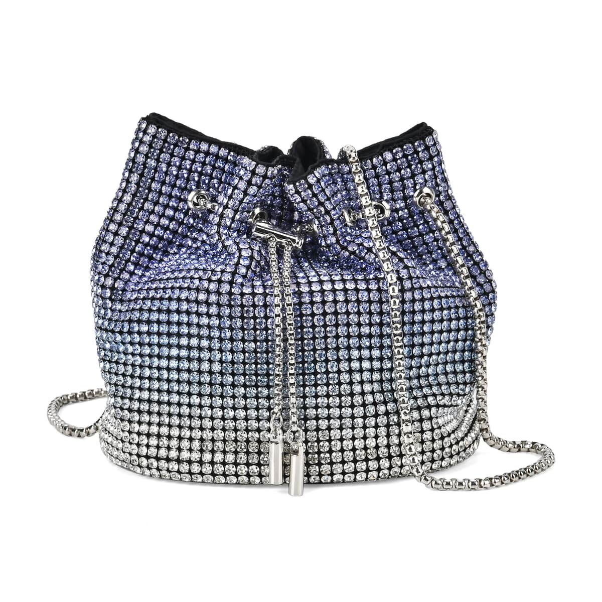 Buy Gradually Change Color Blue Crystal Bucket Bag with Stainless Steel ...