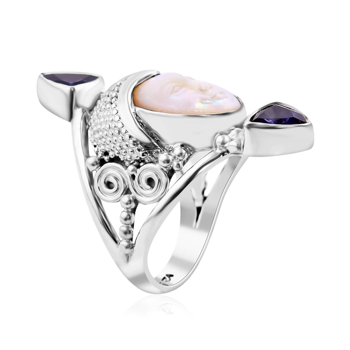 Sajen Silver Catalina Iolite, Mother Of Pearl Ring in Sterling Silver (Size 10.0) 0.80 ctw image number 3