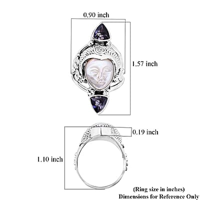 Sajen Silver Mother Of Pearl and Catalina Iolite Ring in Sterling Silver (Size 10.0) 0.80 ctw