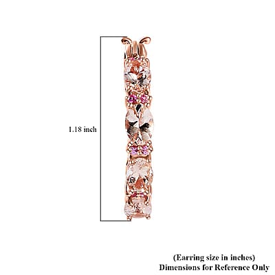 Premium Marropino Morganite and Madagascar Pink Sapphire Hoop Earrings in Vermeil Rose Gold Over Sterling Silver 3.50 ctw