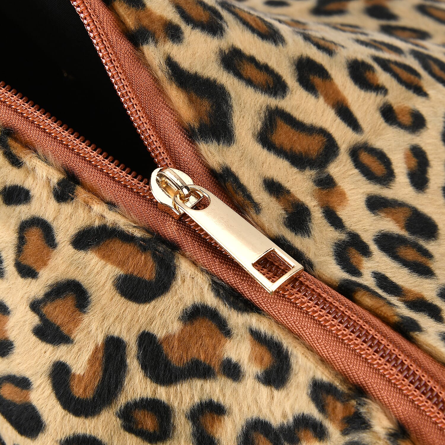 Red Checked with Leopard Print Travel Bag with Faux Leather Strap 47