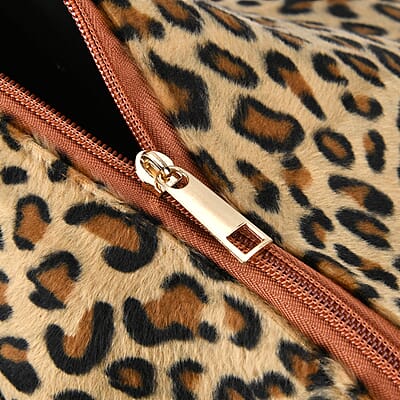 Red Checked with Leopard Print Travel Bag with Faux Leather Strap 47