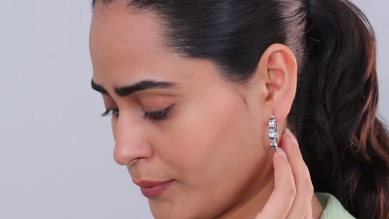 Premium Mangoro Aquamarine and Kanchanaburi Blue Sapphire Hoop Earrings in Platinum Over Sterling Silver 3.50 ctw