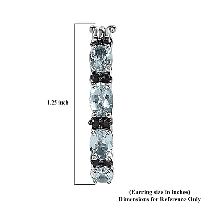Premium Mangoro Aquamarine and Kanchanaburi Blue Sapphire Hoop Earrings in Platinum Over Sterling Silver 3.50 ctw