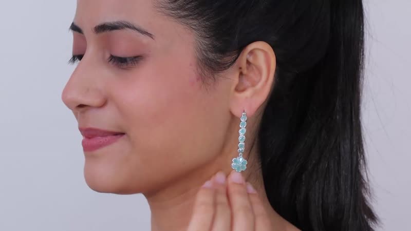 TLV Grandidierite Floral Earrings in Platinum Over Sterling Silver 4.50 ctw