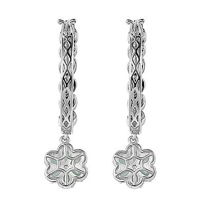 D'Joy Grandidierite Floral Hoop Earrings in Platinum Over Sterling Silver 4.50 ctw