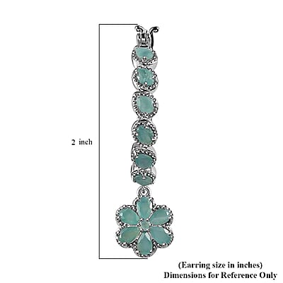 D'Joy Grandidierite Floral Hoop Earrings in Platinum Over Sterling Silver 4.50 ctw