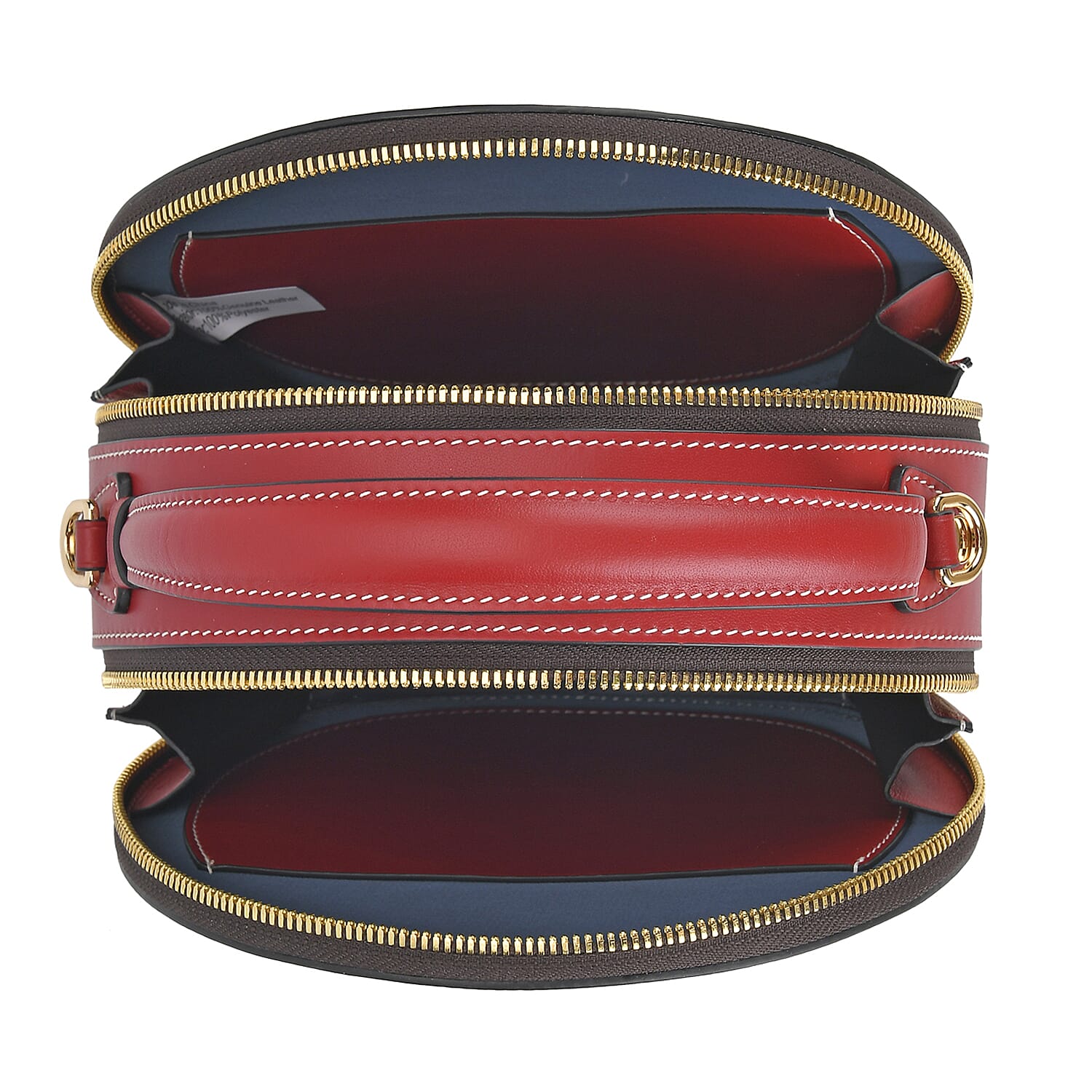 Grand Pelle Royal Collection Red with Multi Hand Engraving Flower Pattern Genuine Leather Round Crossbody Bag with Shoulder Strap