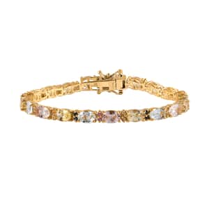 Multi Gemstone Tennis Bracelet in Vermeil Yellow Gold Over Sterling Silver (6.50 In) 9.30 ctw