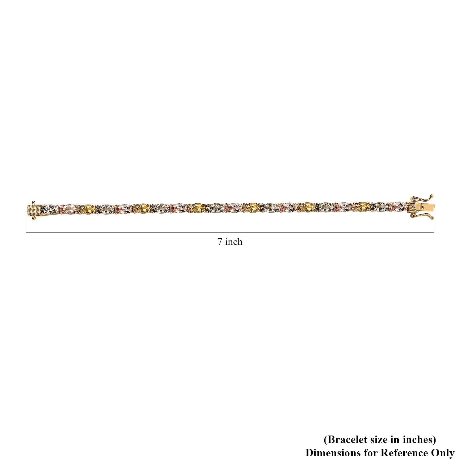 Multi Gemstone Tennis Bracelet in Vermeil Yellow Gold Over Sterling Silver (6.50 In) 9.30 ctw