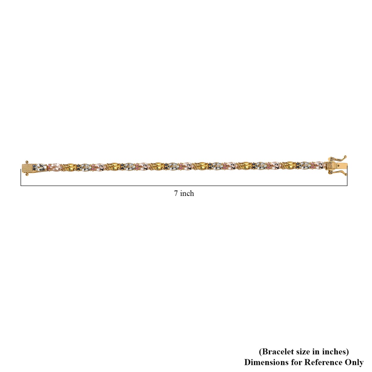 Multi Gemstone Tennis Bracelet in Vermeil Yellow Gold Over Sterling Silver (6.50 In) 9.30 ctw image number 4