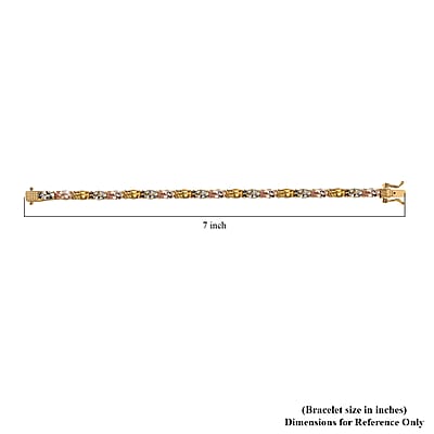 Multi Gemstone Tennis Bracelet in Vermeil Yellow Gold Over Sterling Silver (6.50 In) 9.30 ctw