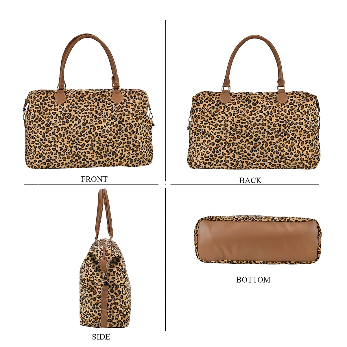 Brown Leopard Travel Bag with Faux Leather Strap 47 image number 3