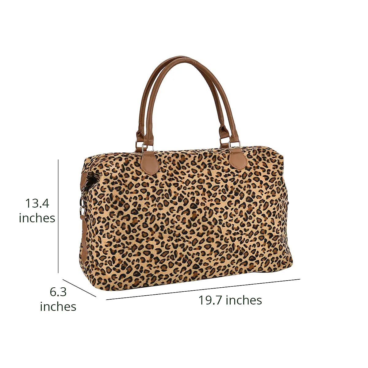 Brown Leopard Travel Bag with Faux Leather Strap 47 image number 6