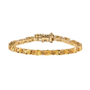 Premium Brazilian Heliodor and Madagascar Yellow Sapphire Tennis Bracelet in Vermeil Yellow Gold Over Sterling Silver (6.50 In) 9.50 ctw