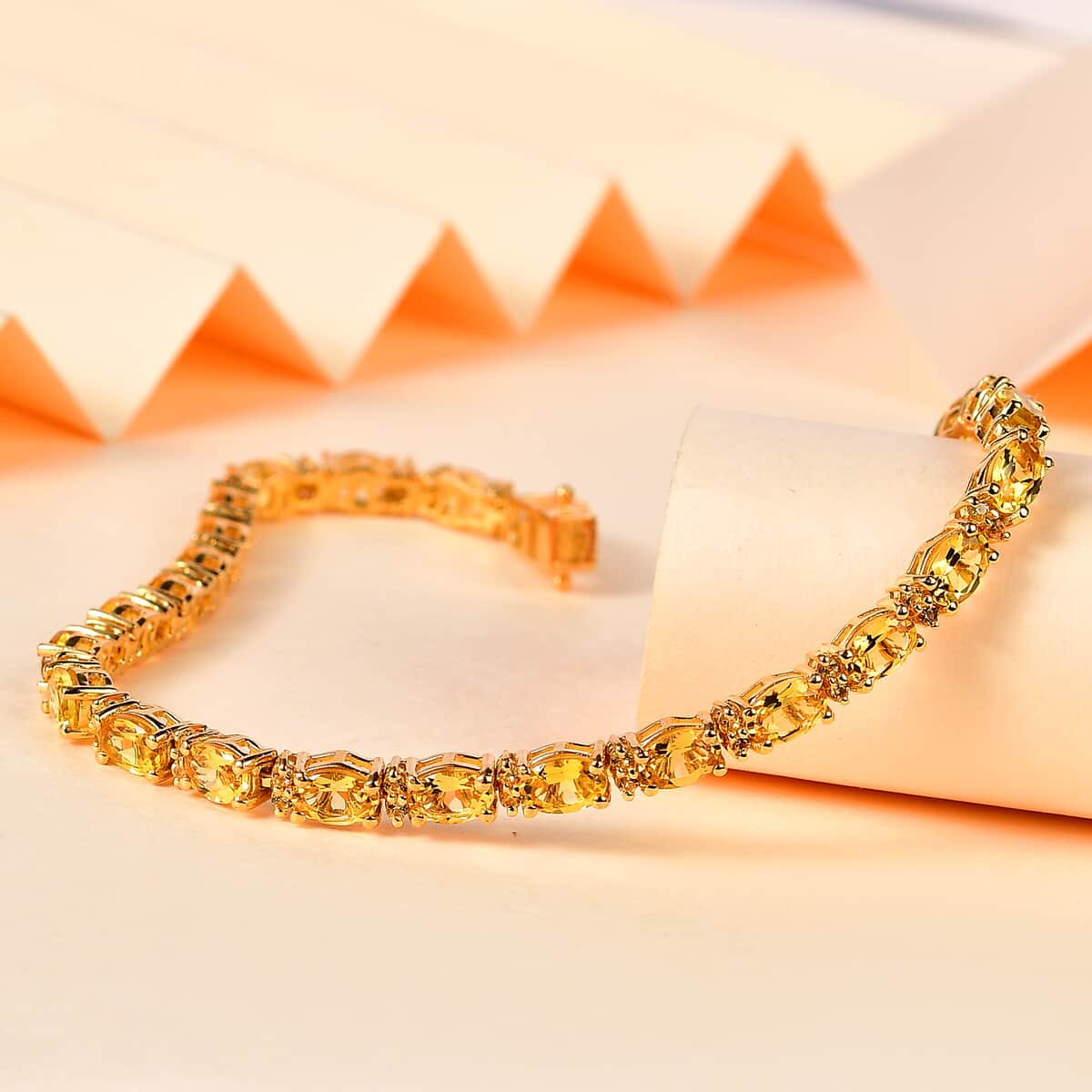 Premium Brazilian Heliodor and Madagascar Yellow Sapphire Tennis Bracelet in Vermeil Yellow Gold Over Sterling Silver (6.50 In) 9.50 ctw image number 1