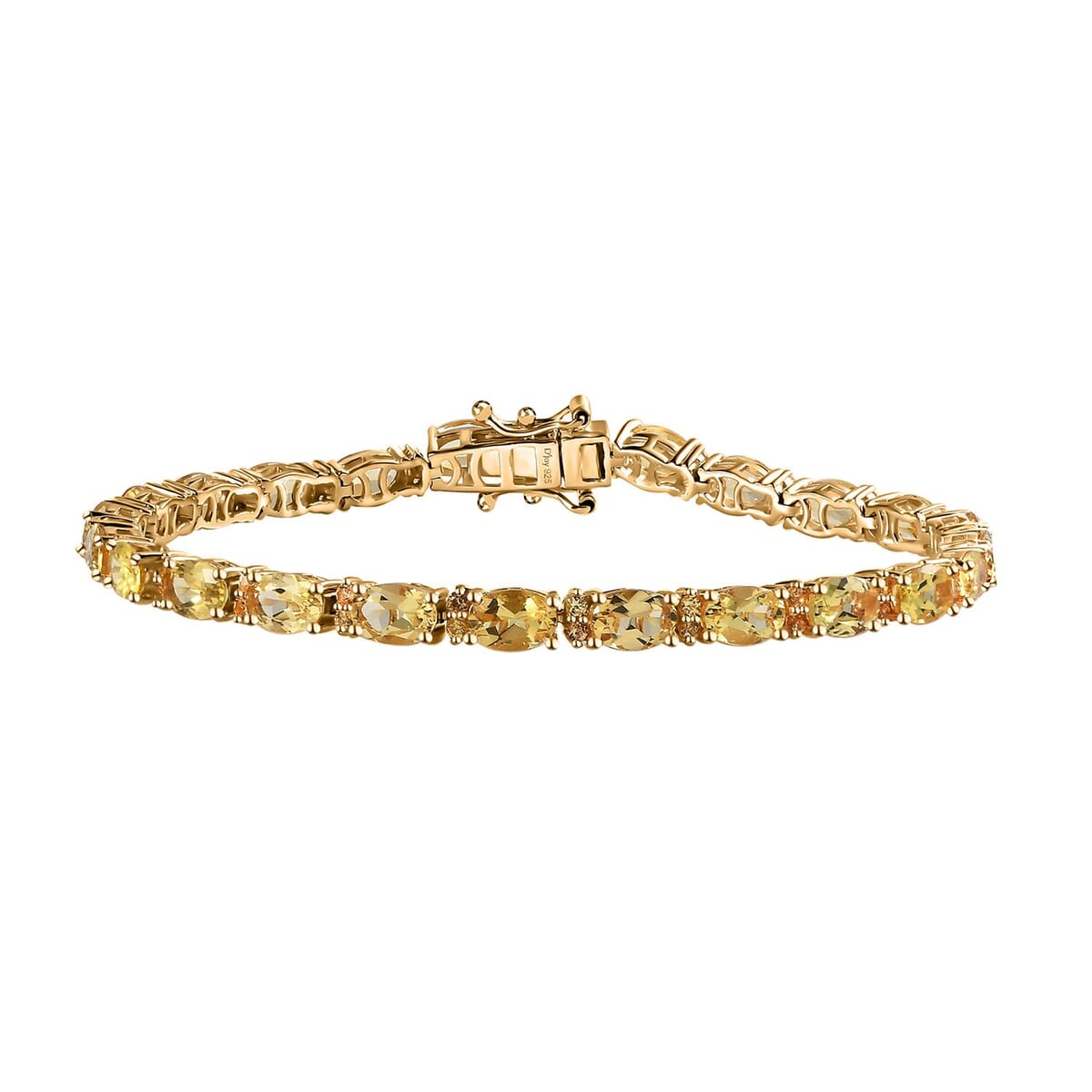 Premium Brazilian Heliodor and Madagascar Yellow Sapphire Tennis Bracelet in Vermeil Yellow Gold Over Sterling Silver (7.25 In) 10.90 ctw image number 0
