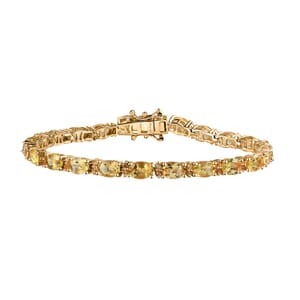 Premium Brazilian Heliodor and Madagascar Yellow Sapphire Tennis Bracelet in Vermeil Yellow Gold Over Sterling Silver (7.25 In) 10.90 ctw
