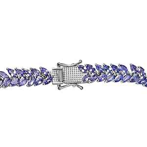 Tanzanite 2 Row Necklace 18 Inches in Platinum Over Sterling Silver 37.10 ctw