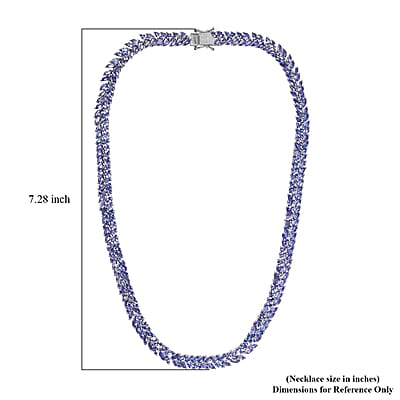Tanzanite 2 Row Necklace 18 Inches in Platinum Over Sterling Silver 37.10 ctw